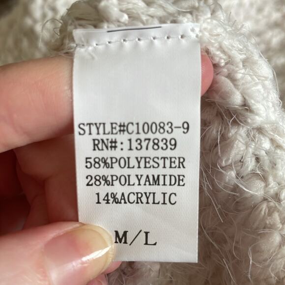 Altar’d State M/L oversized white long sleeve sweater knit sheer layer cozy - Picture 8 of 8